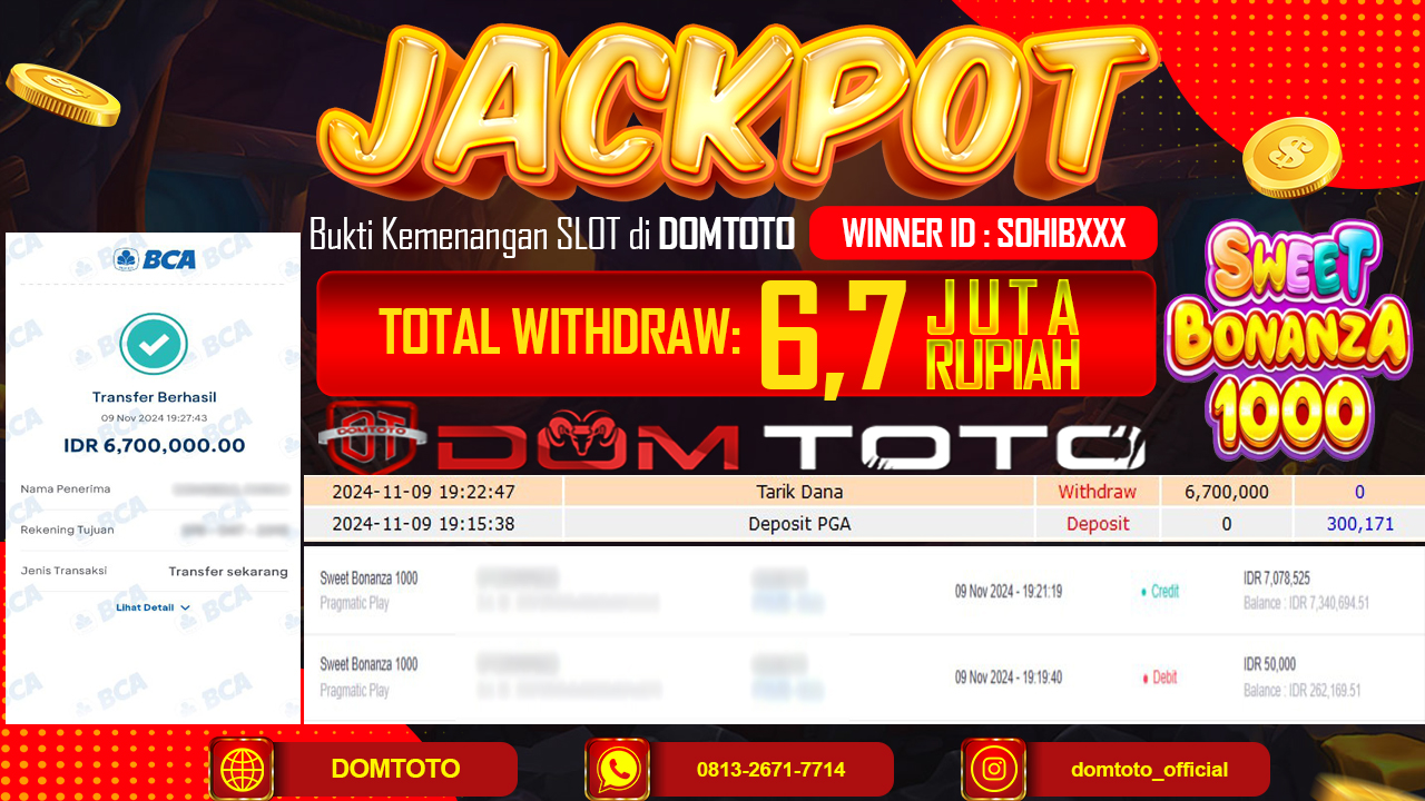JACKPOT SLOT SWEET BONANZA 1000 09 NOVEMBER 2024